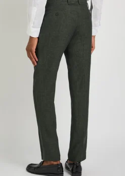 Tapered-leg linen trousers