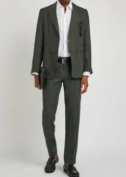 Tapered-leg linen trousers