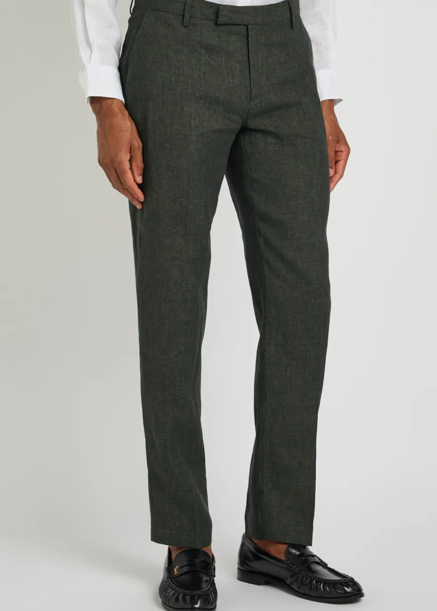 Tapered-leg linen trousers