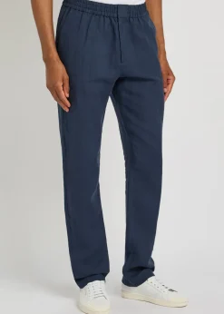 Tapered-leg linen trousers