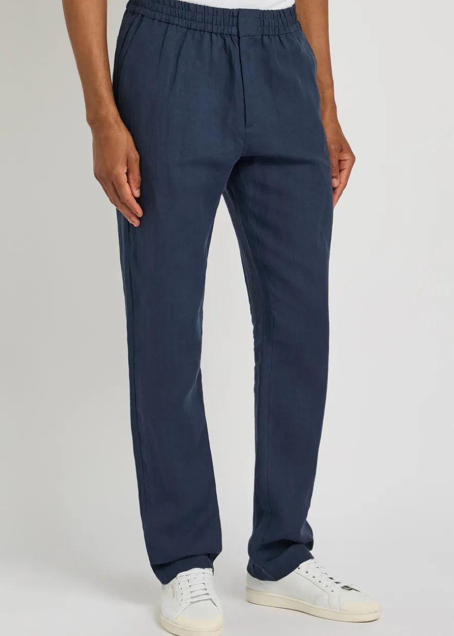 Tapered-leg linen trousers
