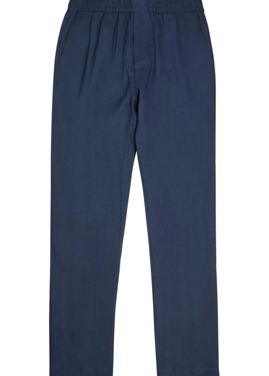 Tapered-leg linen trousers