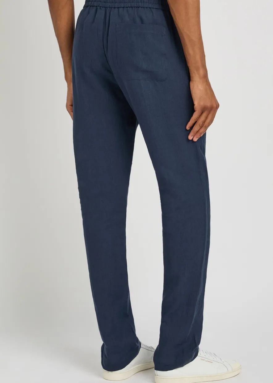 Tapered-leg linen trousers