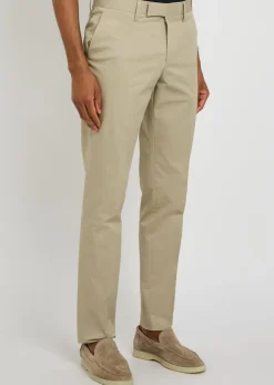 Tapered-leg stretch-cotton trousers