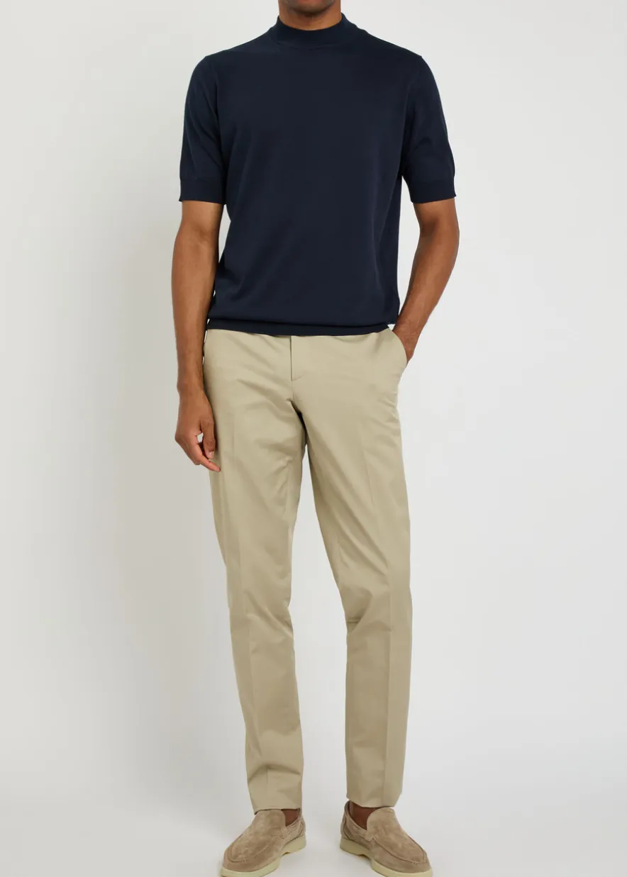 Tapered-leg stretch-cotton trousers