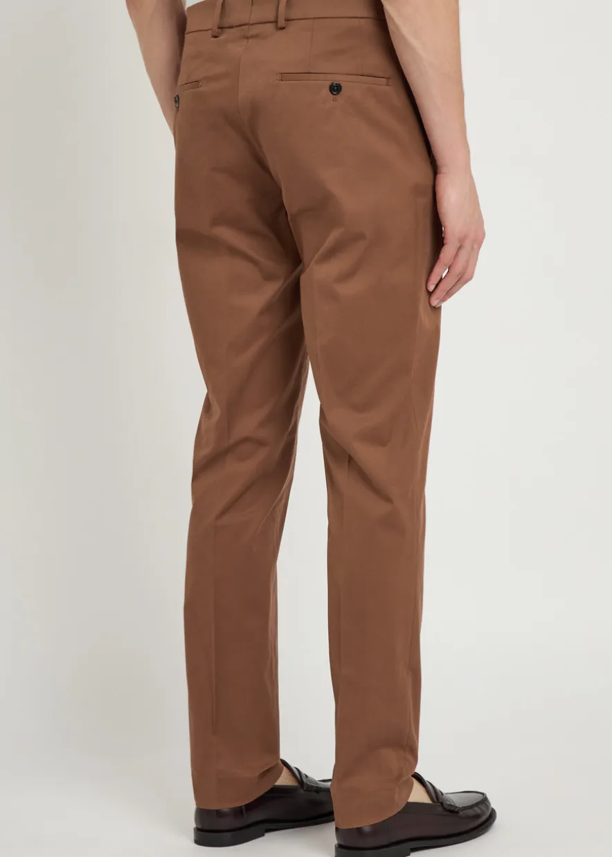 Tapered-leg stretch-cotton trousers