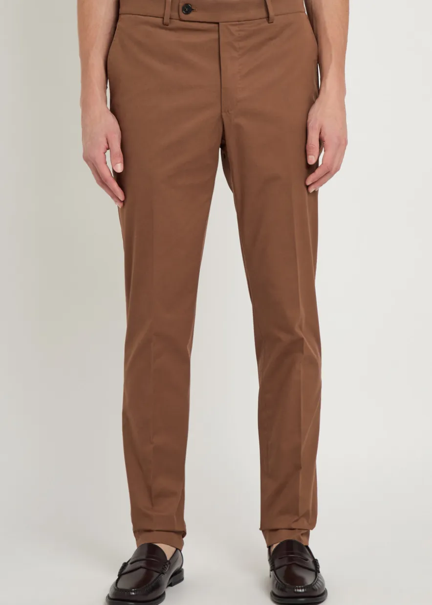 Tapered-leg stretch-cotton trousers