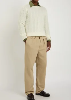 Tapered-leg twill trousers