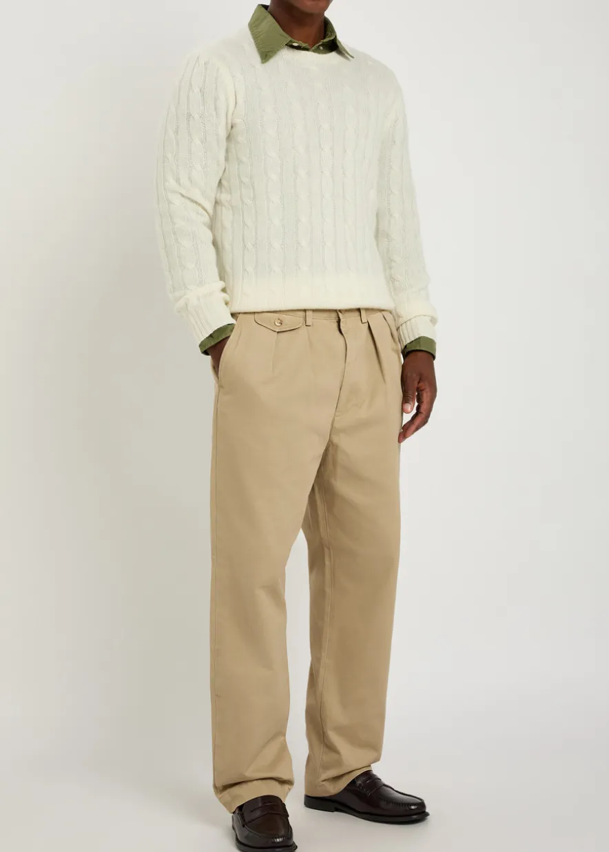 Tapered-leg twill trousers
