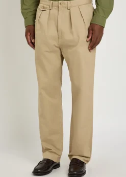 Tapered-leg twill trousers