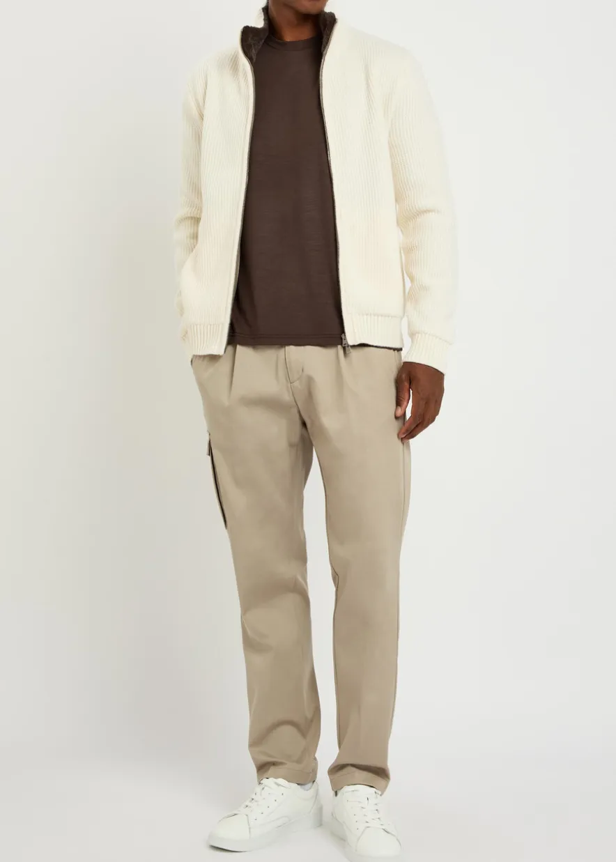 Tapered-leg twill trousers
