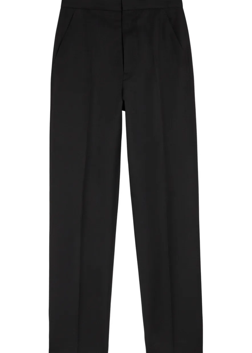 Tapered-leg wool trousers