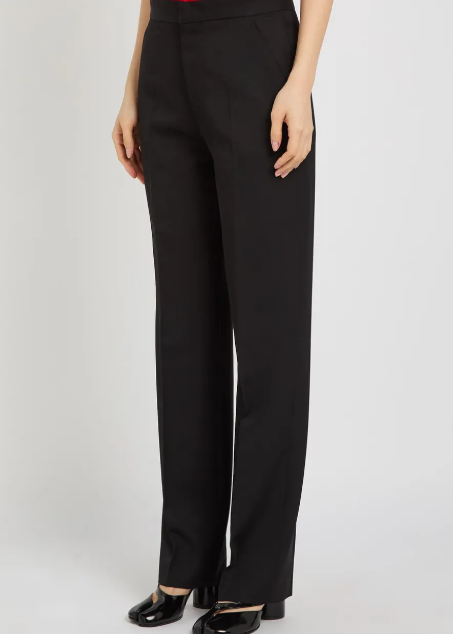 Tapered-leg wool trousers