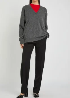 Tapered-leg wool trousers