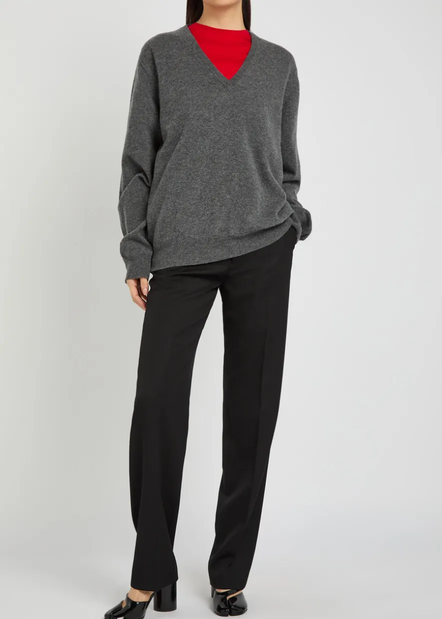 Tapered-leg wool trousers
