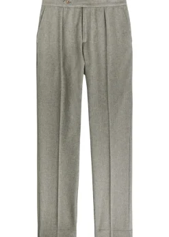 Tapered-leg wool trousers