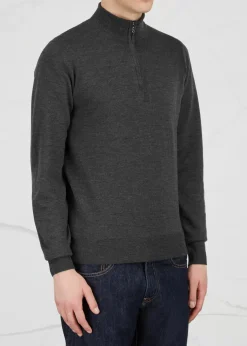 Tapton navy half-zip merino wool jumper