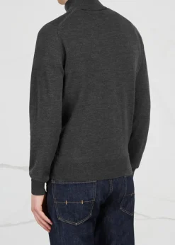 Tapton navy half-zip merino wool jumper