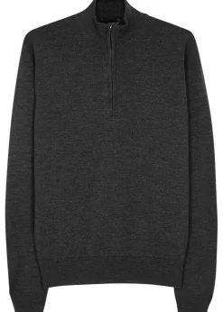Tapton navy half-zip merino wool jumper