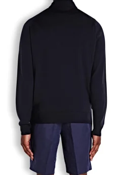 Tapton navy half-zip merino wool jumper