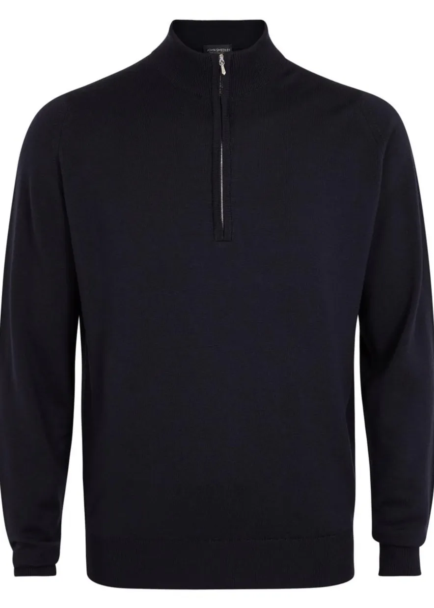 Tapton navy half-zip merino wool jumper