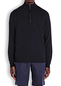 Tapton navy half-zip merino wool jumper