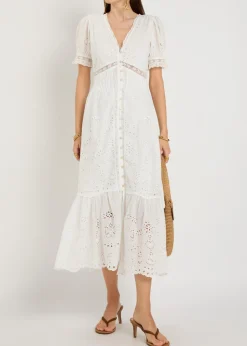 Tarragon embroidered cotton midi dress