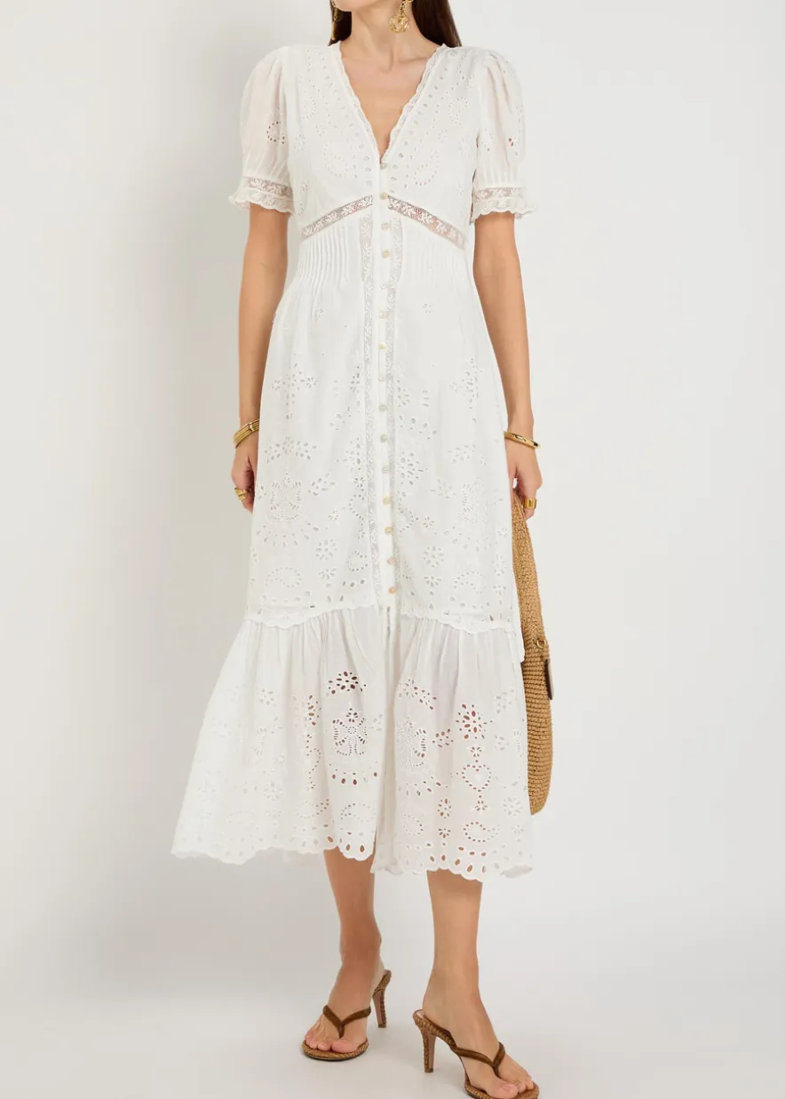 Tarragon embroidered cotton midi dress