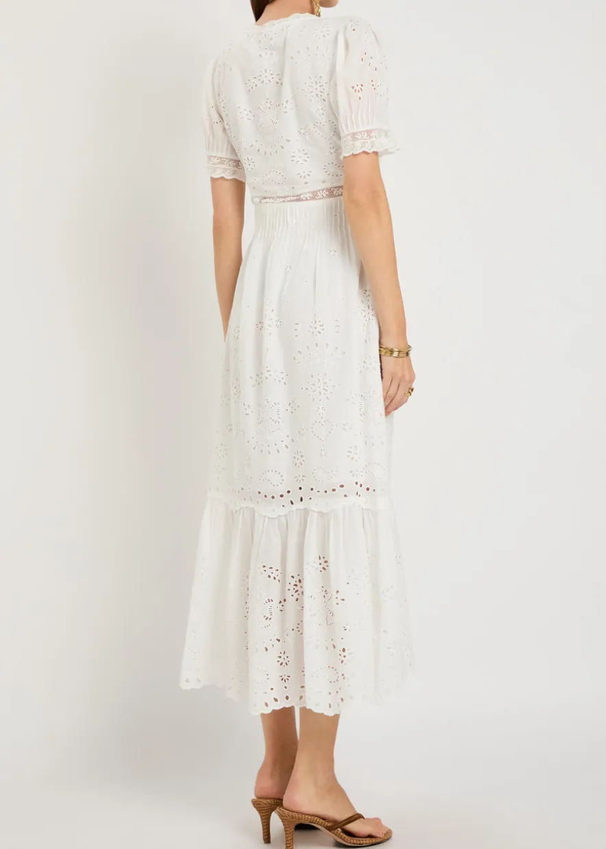 Tarragon embroidered cotton midi dress