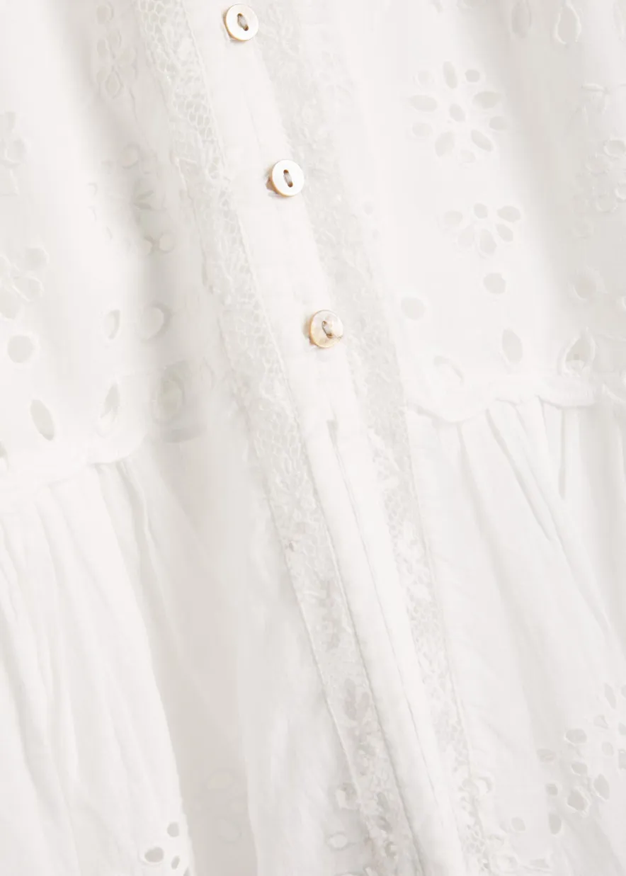 Tarragon embroidered cotton midi dress