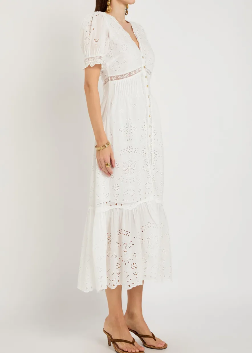 Tarragon embroidered cotton midi dress