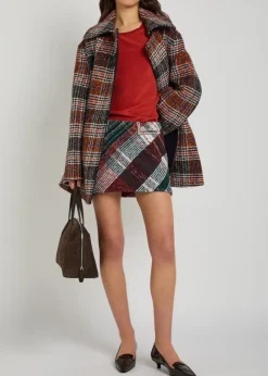 Tartan wool-blend mini skirt