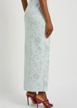 Tatiana floral-jacquard woven maxi skirt