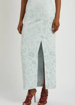 Tatiana floral-jacquard woven maxi skirt