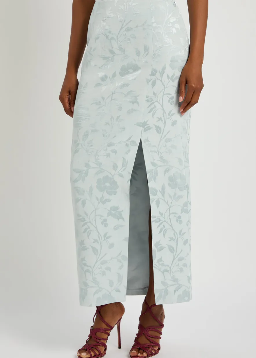 Tatiana floral-jacquard woven maxi skirt