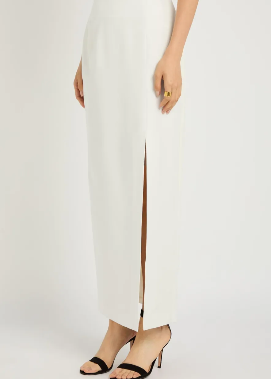 Tatiana silk and wool-blend midi skirt
