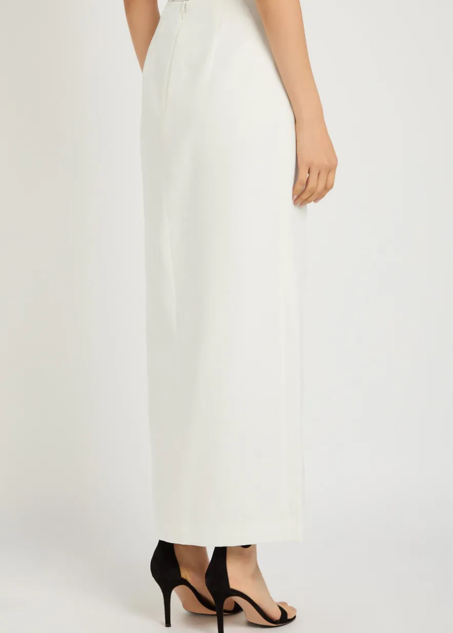 Tatiana silk and wool-blend midi skirt