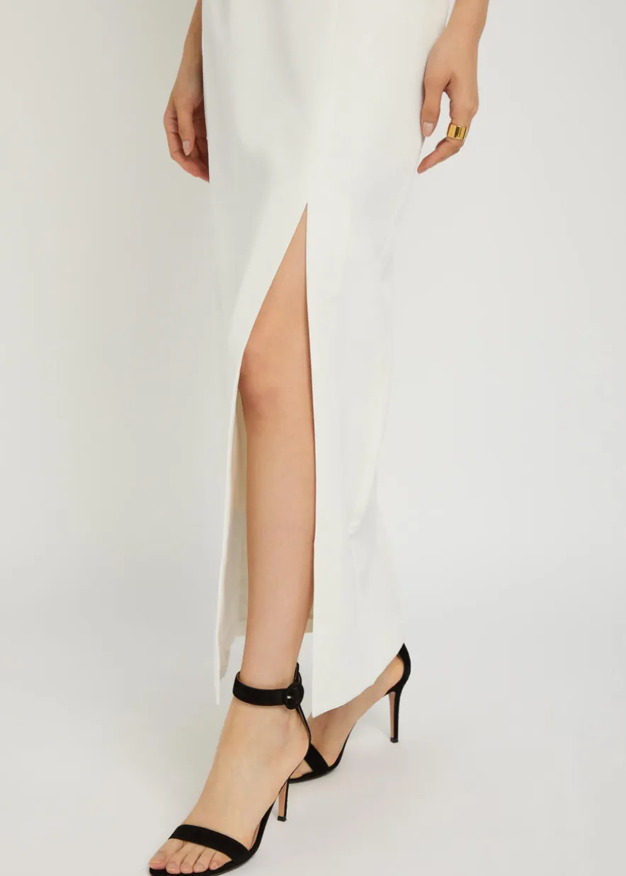 Tatiana silk and wool-blend midi skirt