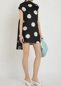Tatia polka-dot draped silk mini dress