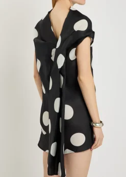 Tatia polka-dot draped silk mini dress