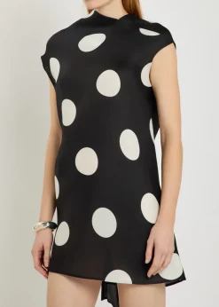 Tatia polka-dot draped silk mini dress