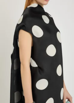 Tatia polka-dot draped silk mini dress