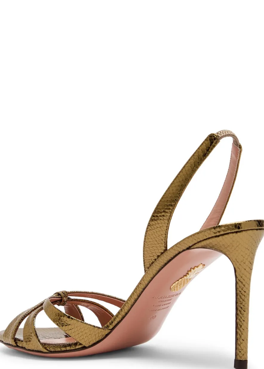 Tati 85 metallic crocodile-effect sandals