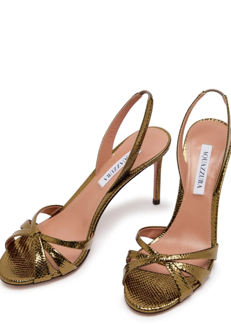 Tati 85 metallic crocodile-effect sandals