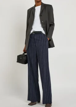 Tavar pinstripe straight-leg canvas trousers