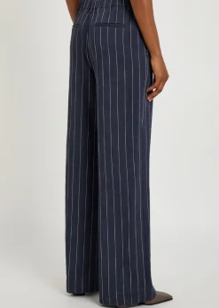 Tavar pinstripe straight-leg canvas trousers