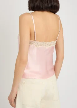 Teddy lace-trim silk top