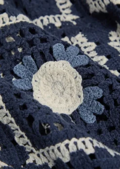 Tejer patchwork crochet open-knit shirt