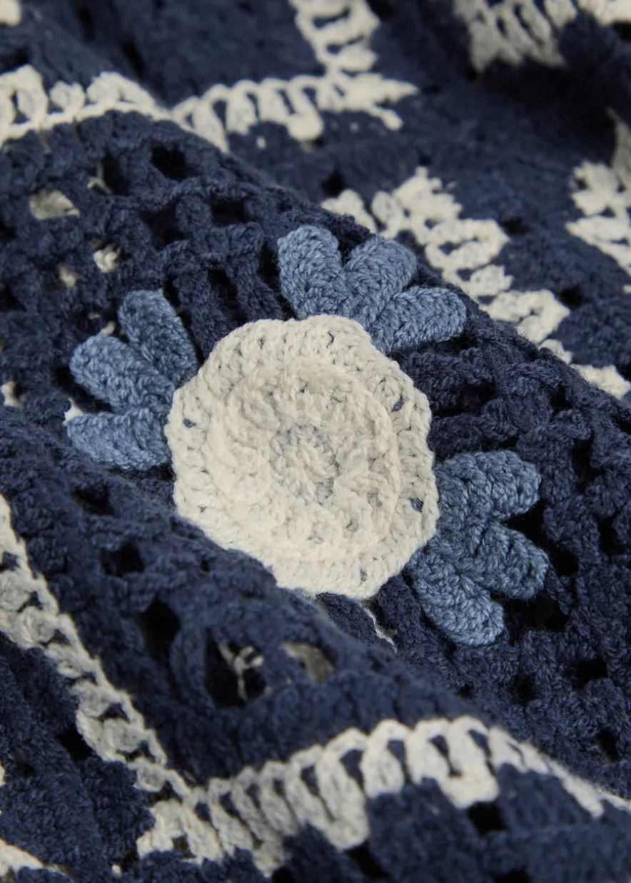 Tejer patchwork crochet open-knit shirt