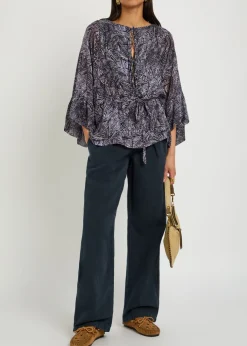 Tekia printed silk blouse